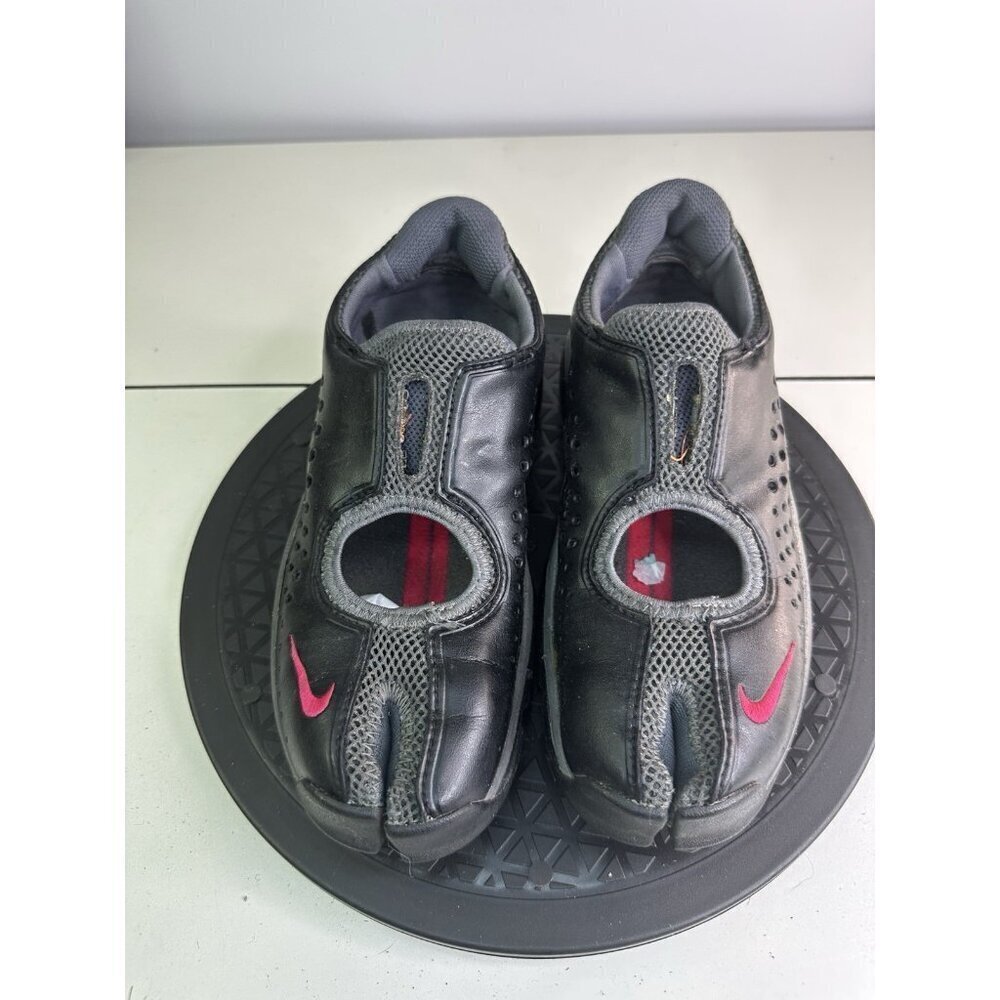 DAMAGED VTG Nike Air Rift 2005 Ninja Tabi Y2K Leather Shoes Size 7 / 38 Black